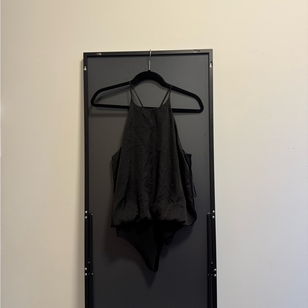 Black Satin Halter Neck Bodysuit